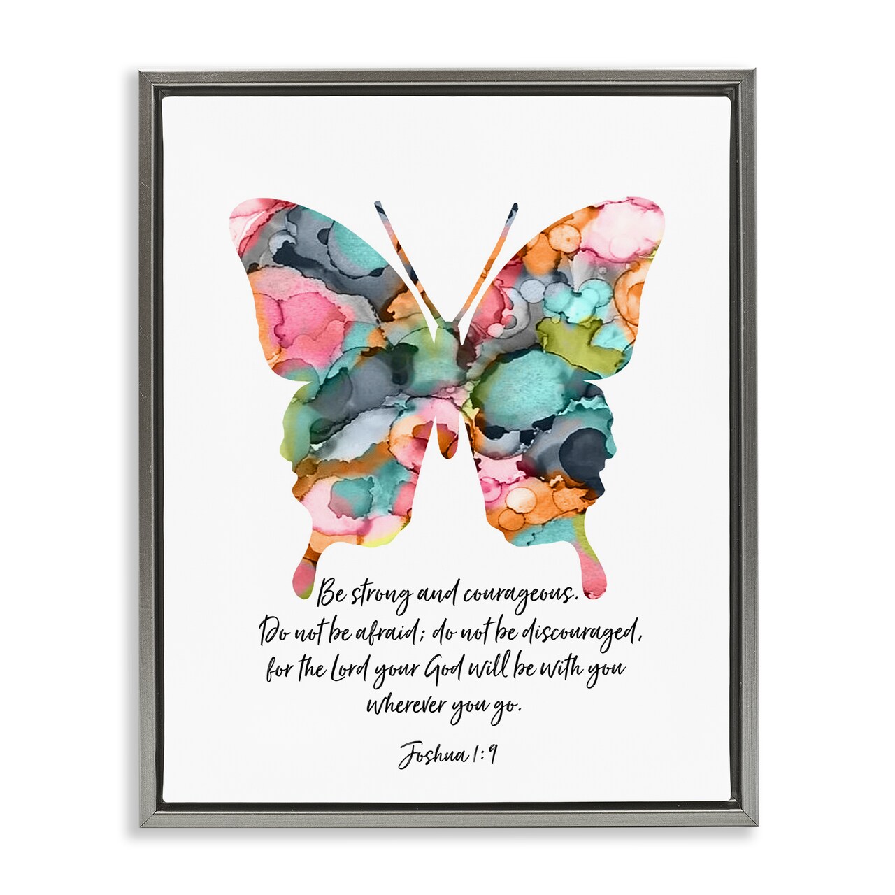 Stupell Industries Be Strong Joshua 1:9 Butterfly Floating Frame By Lisa Nohren